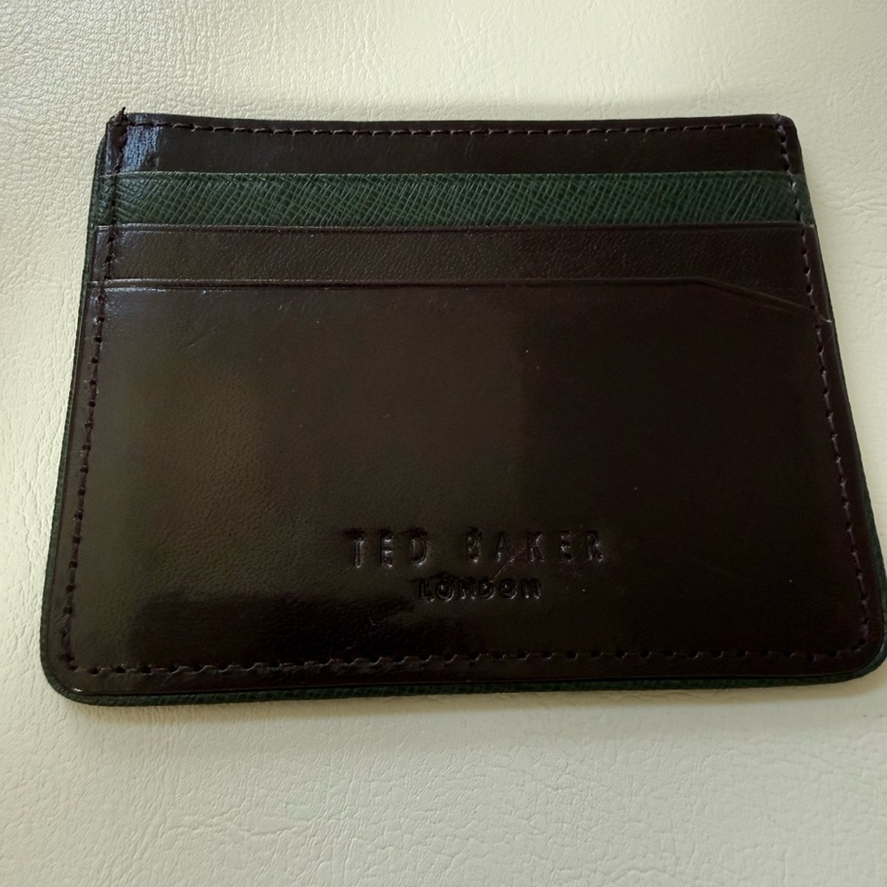 Ted Baker Dark Brown and Green Card Holder
